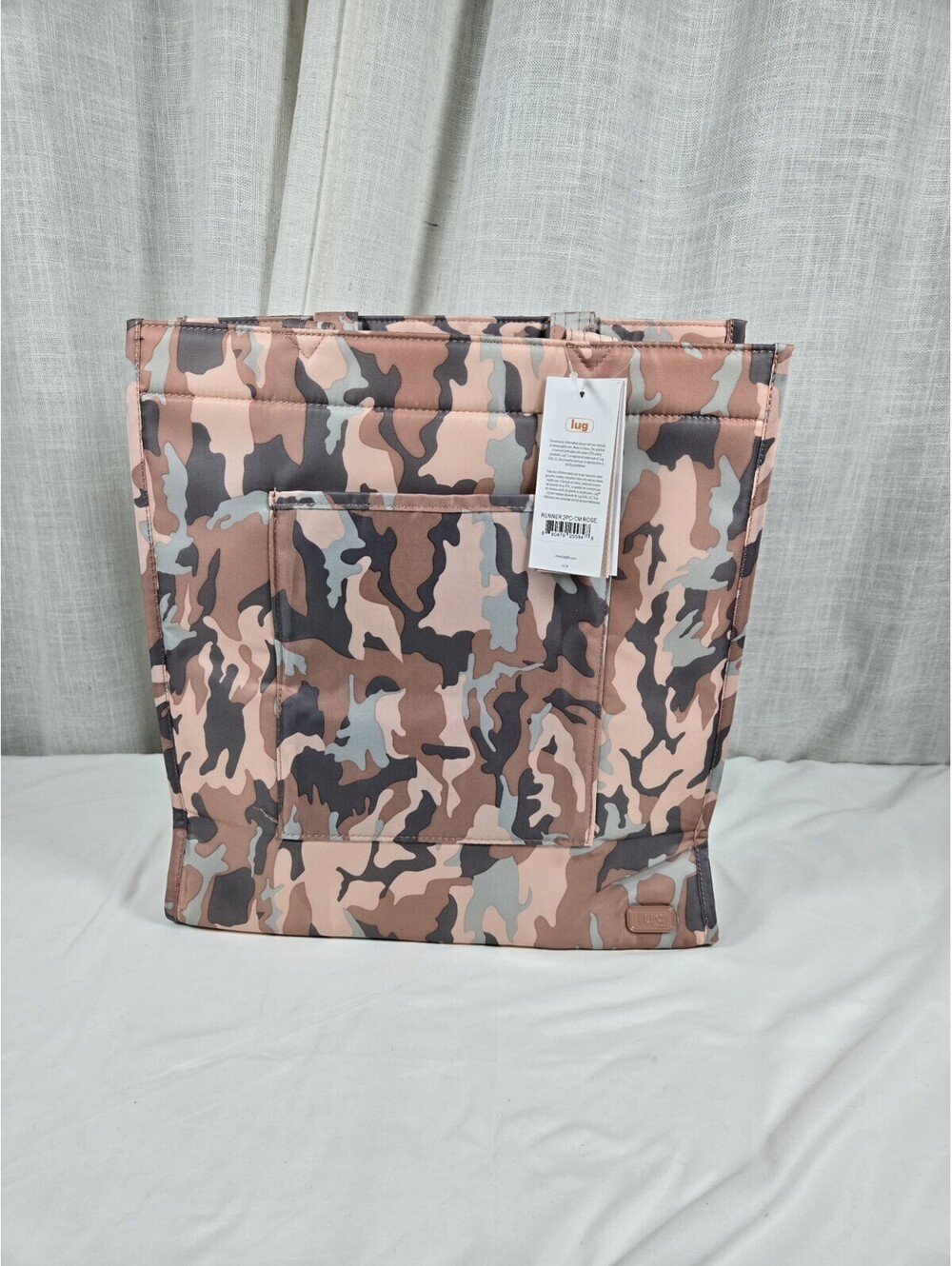 Lug Runner Grey and Rose Camouflage Patterned Shopper Travel Tote Bag NEW